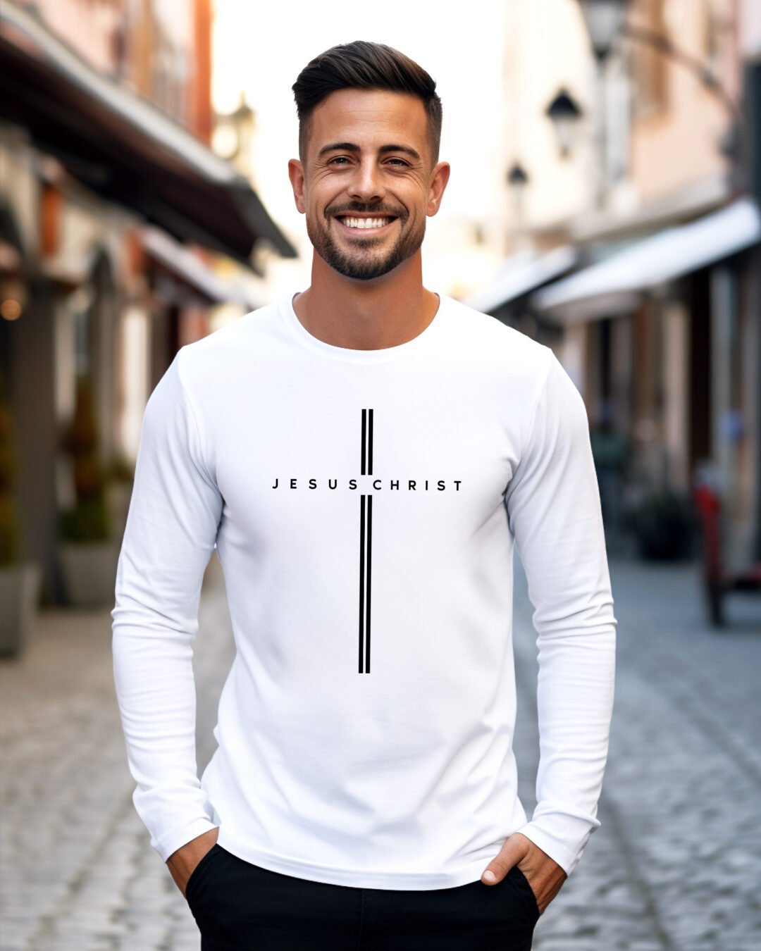 Jesus Christ Cross White - LS